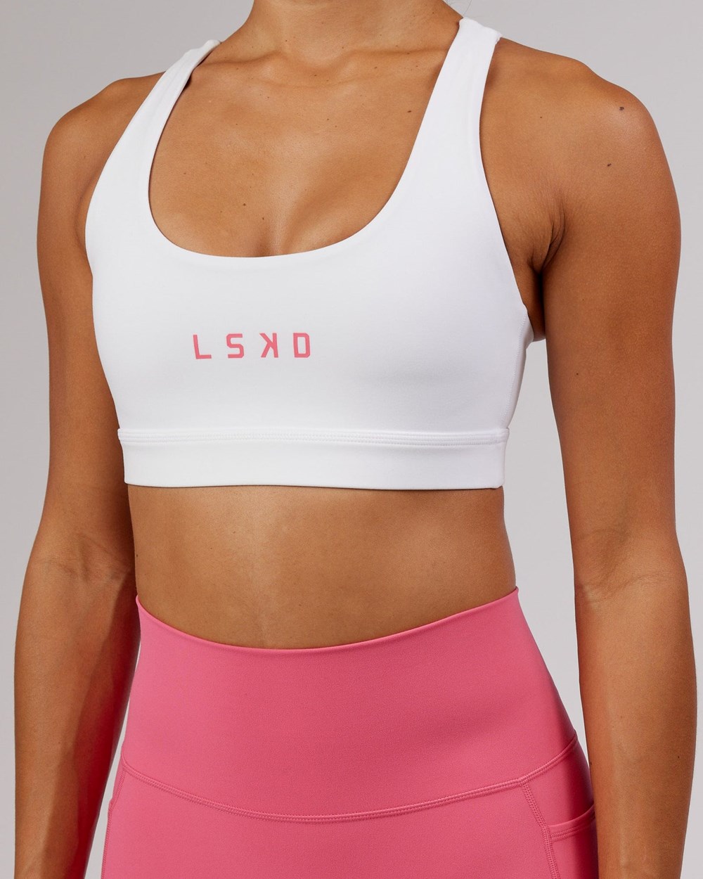 White / Flamingo LSKD Rep Sports Bra Small Logo | AQ6371902