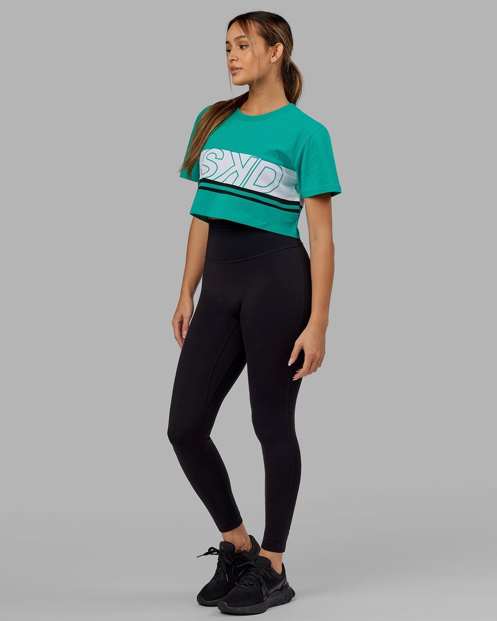 White / Hyper Teal LSKD Line-Up Cropped tee | BH8723091