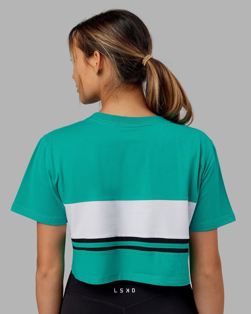 White / Hyper Teal LSKD Line-Up Cropped tee | BH8723091