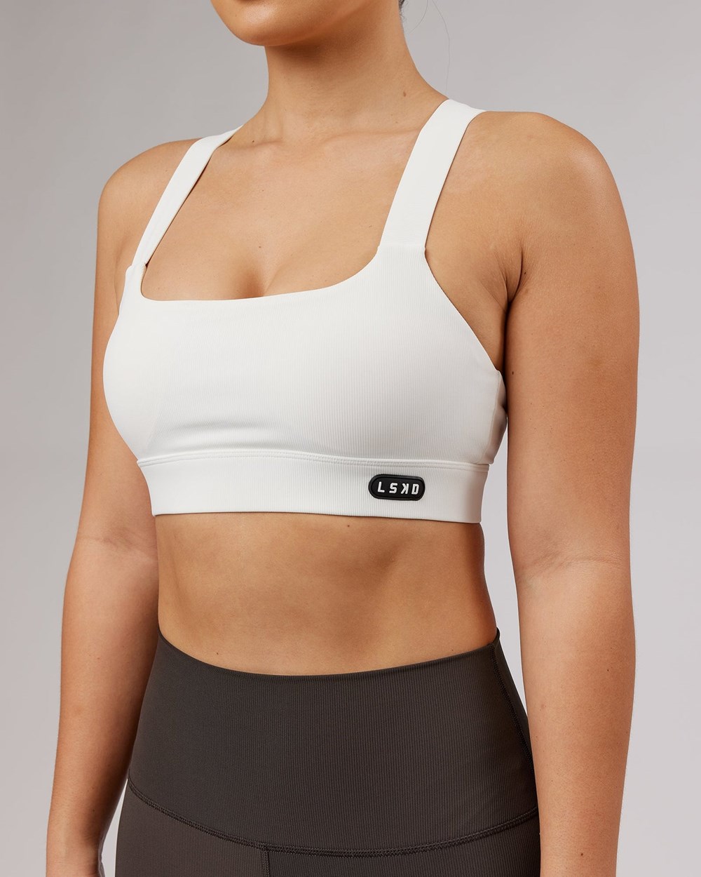 White LSKD Balance Ribbed Sports Bra | KZ7496083