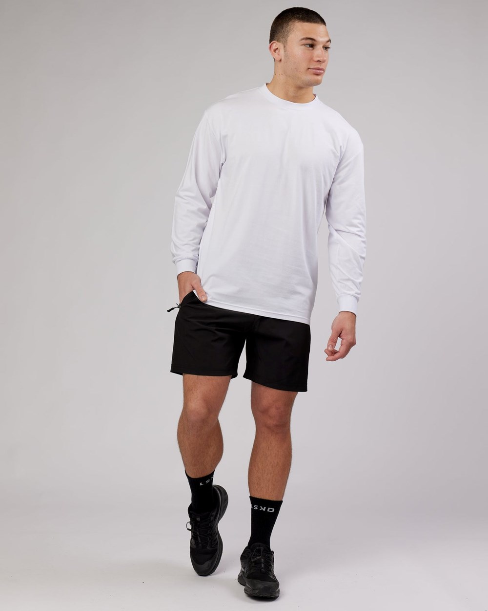 White LSKD Extensor FLXCotton Long Sleeve Tee Oversize | DI5129067