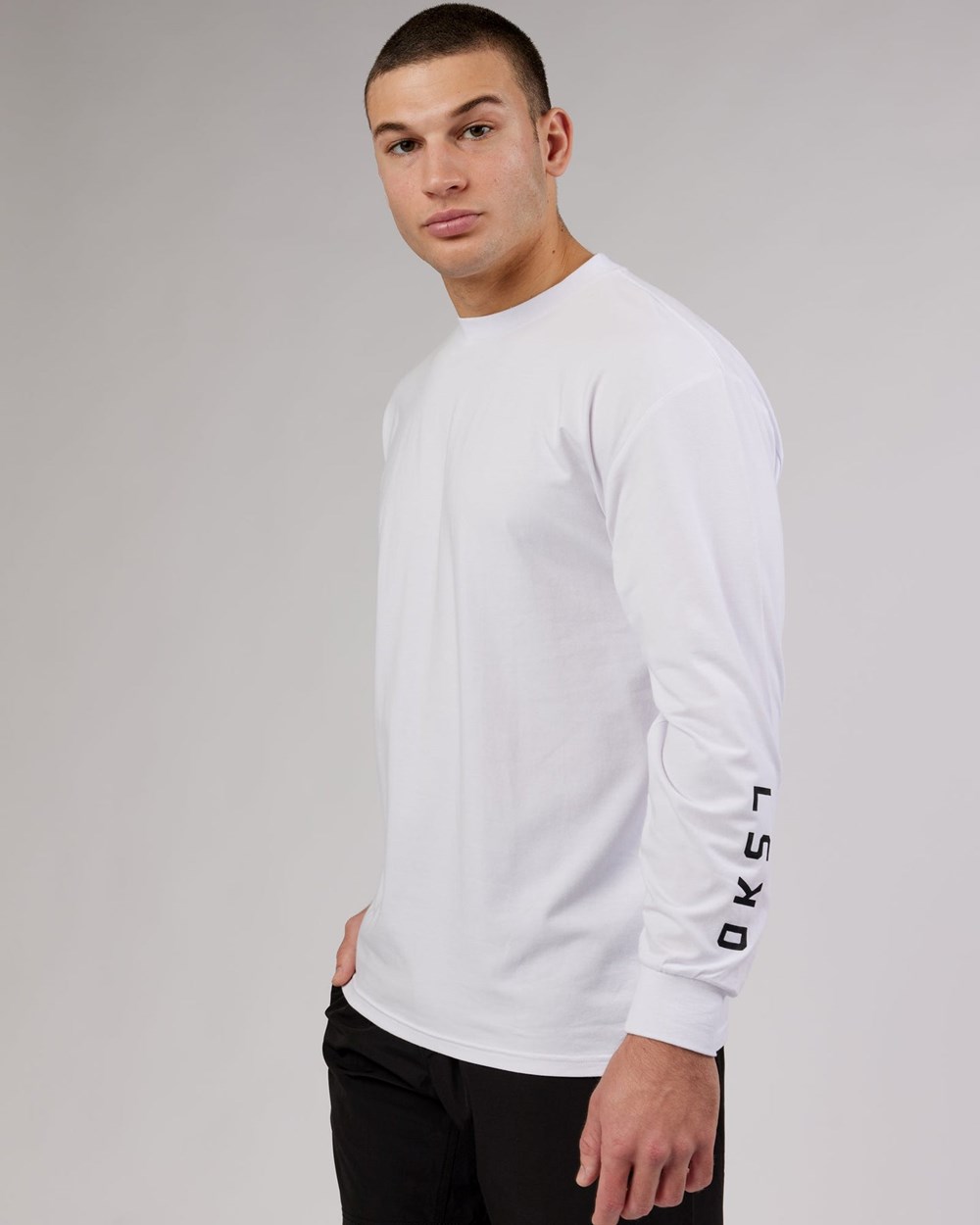 White LSKD Extensor FLXCotton Long Sleeve Tee Oversize | DI5129067