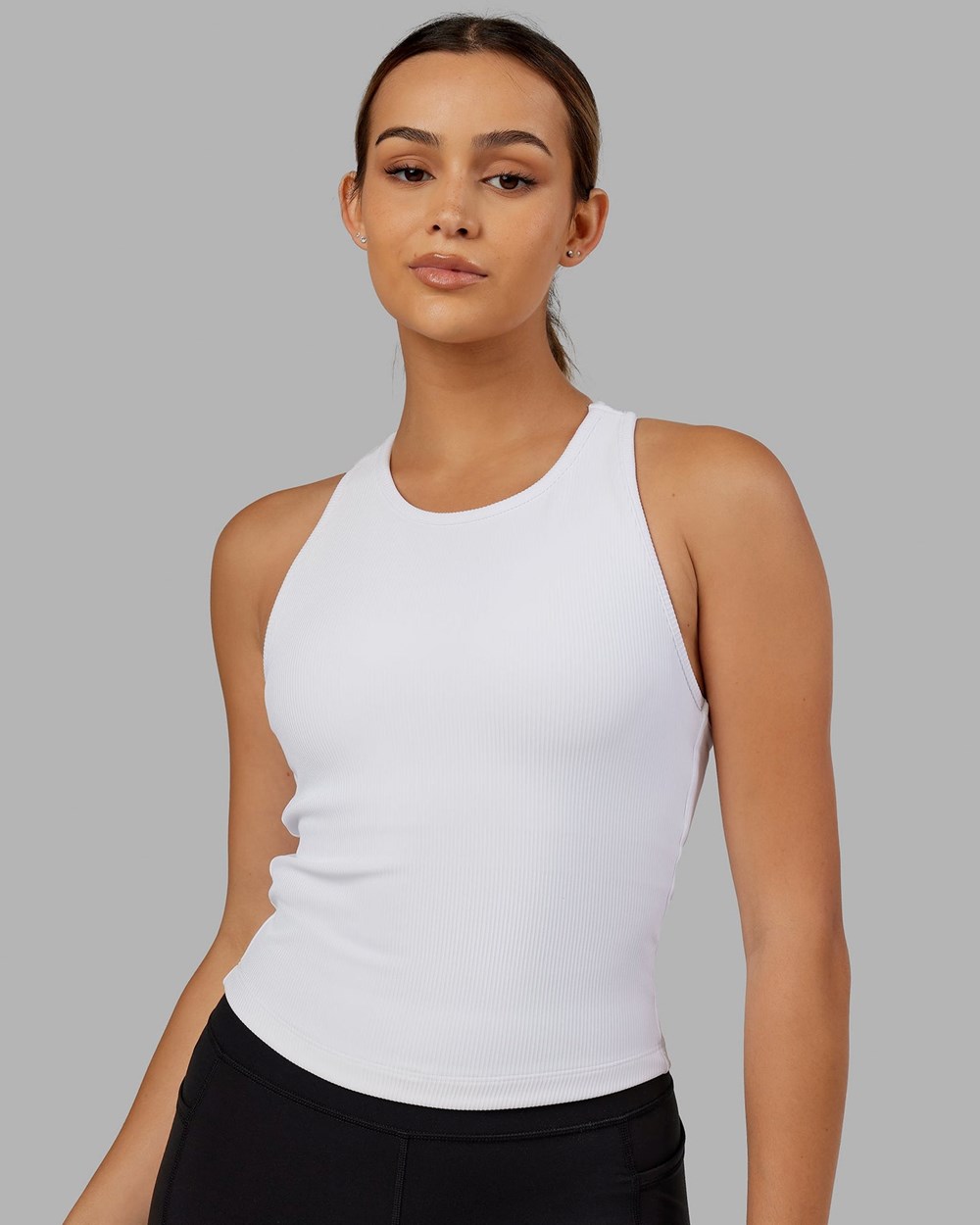 White LSKD Flow Ribbed Shelf Bra Performance Tank | WB3580719