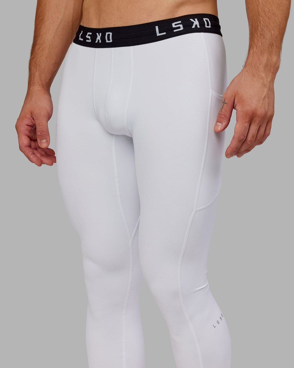 White LSKD Mens Perform Full Length Tight | BY4926058