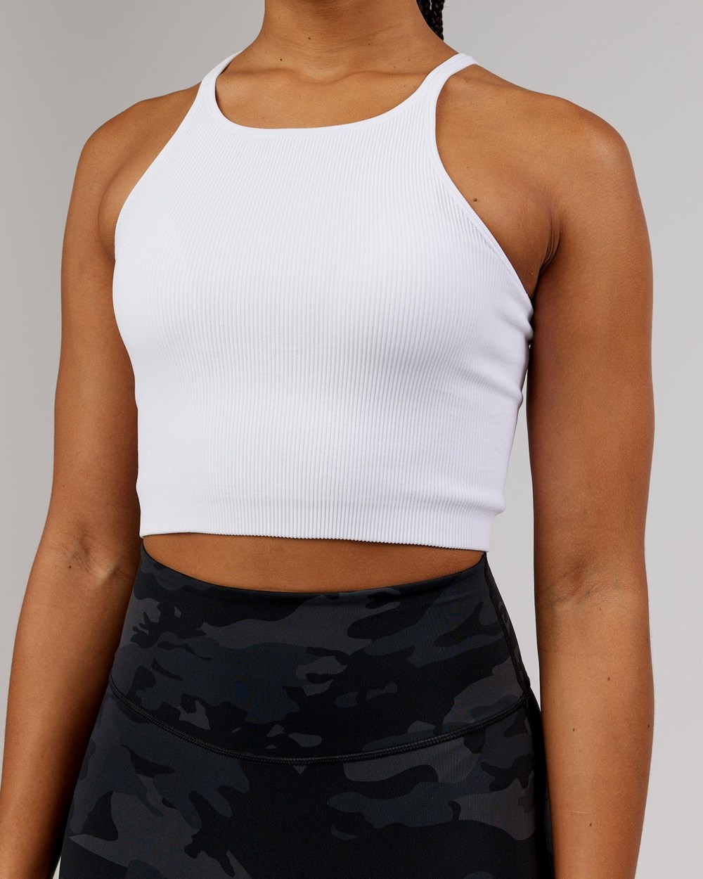 White LSKD Minimal Seamless Crop Ribbed Tank | TY5416893