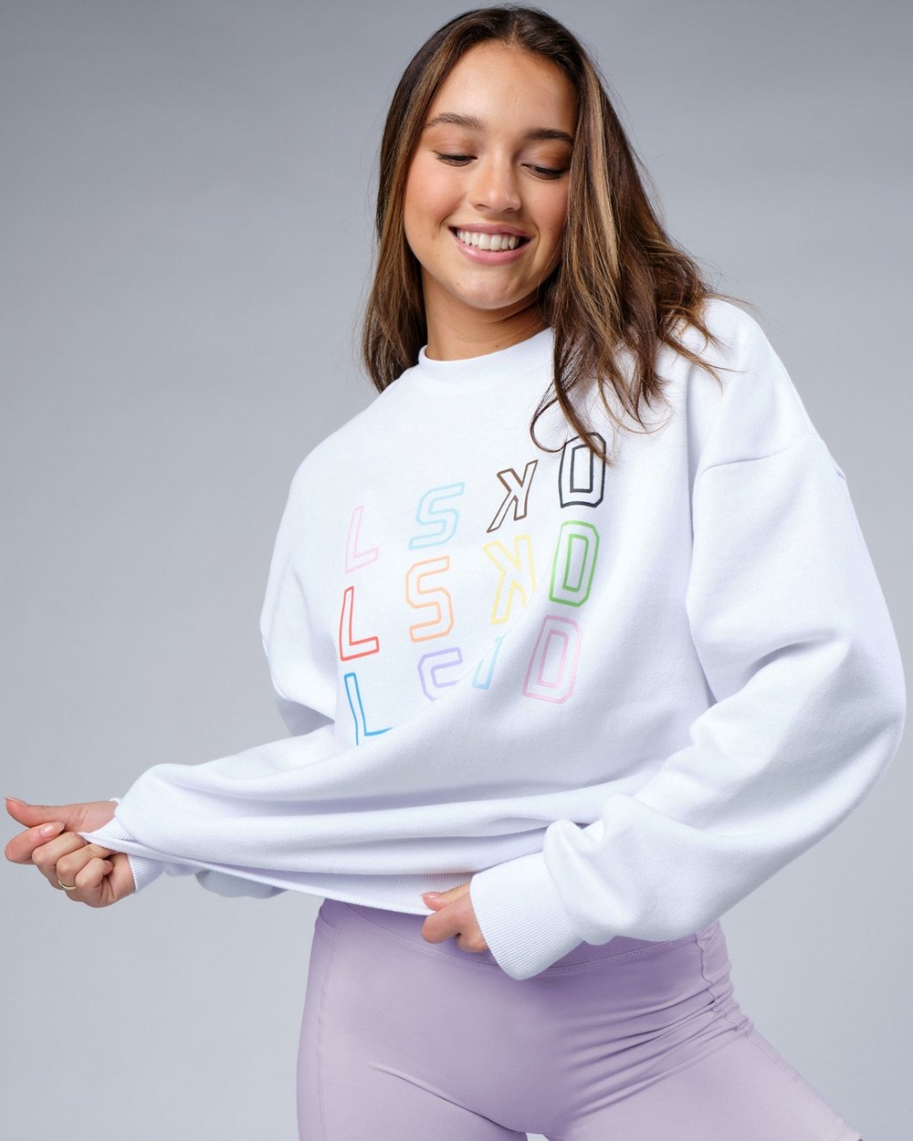 White LSKD Progress Sweater Oversize | ZN3486520