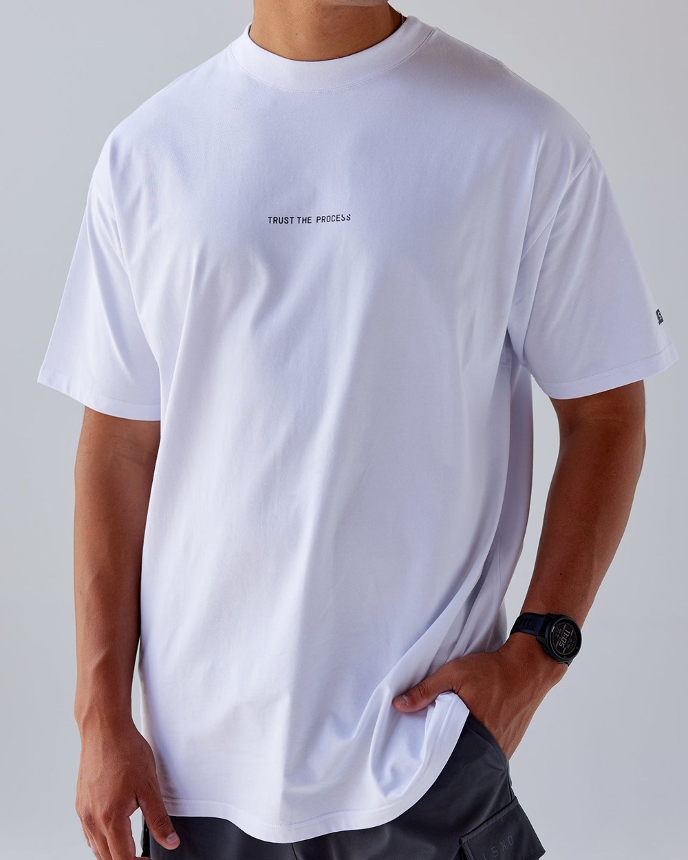 White LSKD Trust The Process FLXCotton Tee Longline Oversize | UA1920856