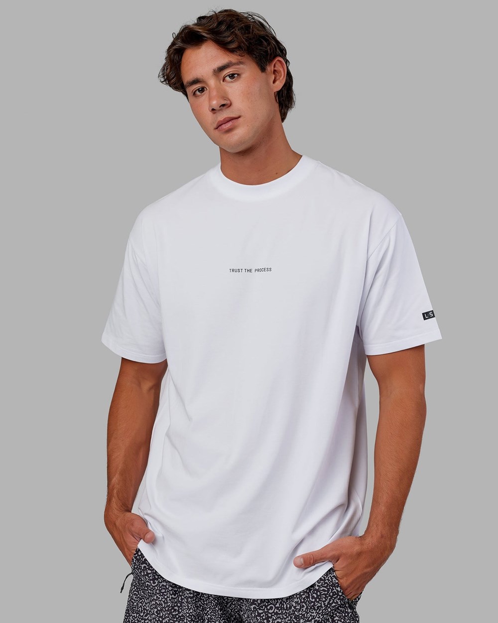 White LSKD Trust The Process FLXCotton Tee Longline Oversize | UA1920856