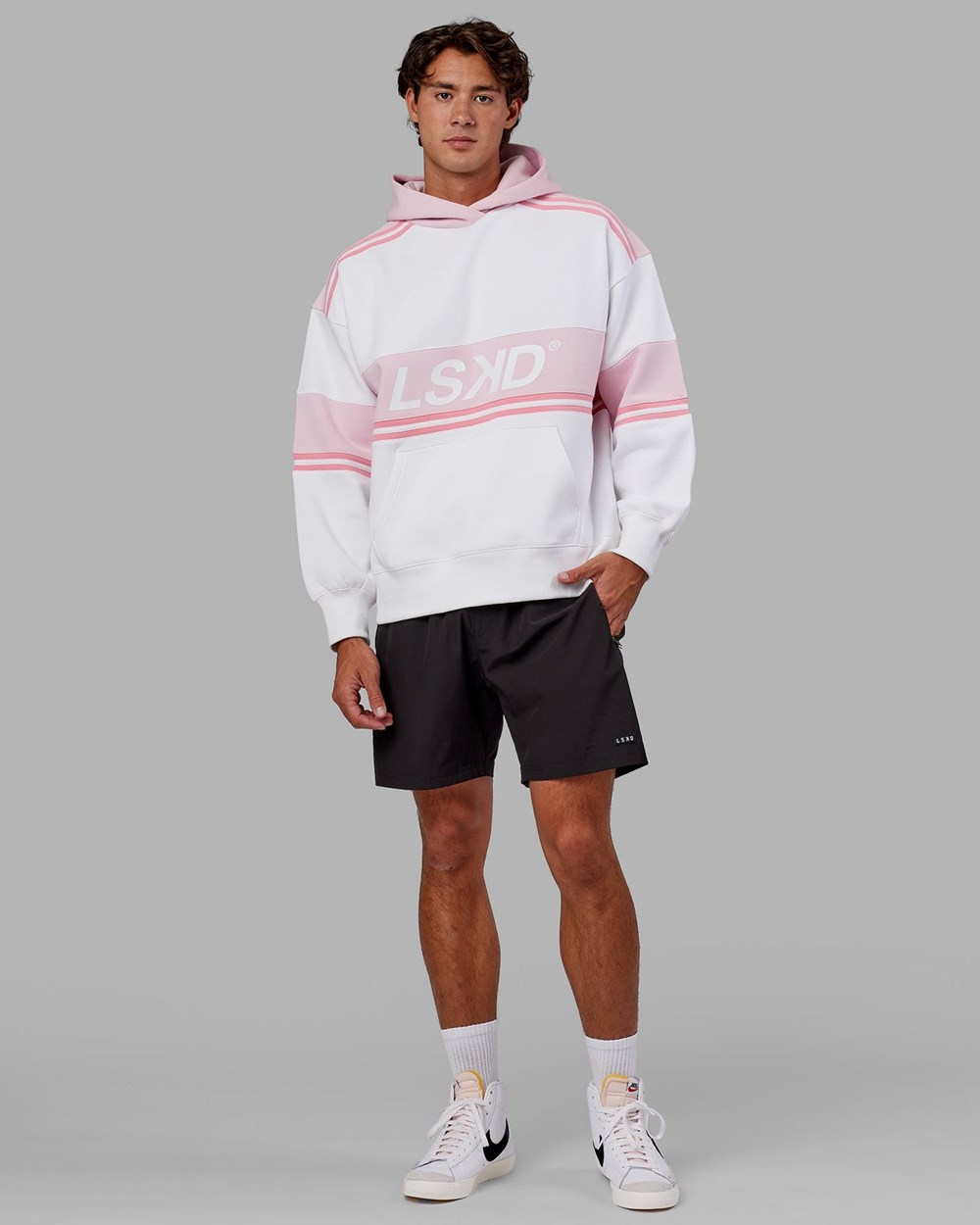 White / Petal Pink LSKD A-Team Hoodie Oversize | TX2458317