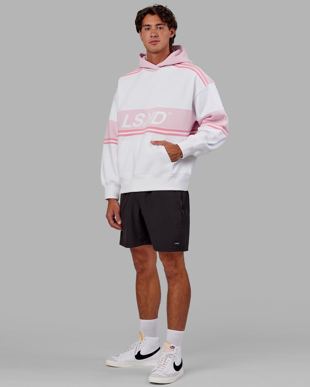 White / Petal Pink LSKD A-Team Hoodie Oversize | TX2458317