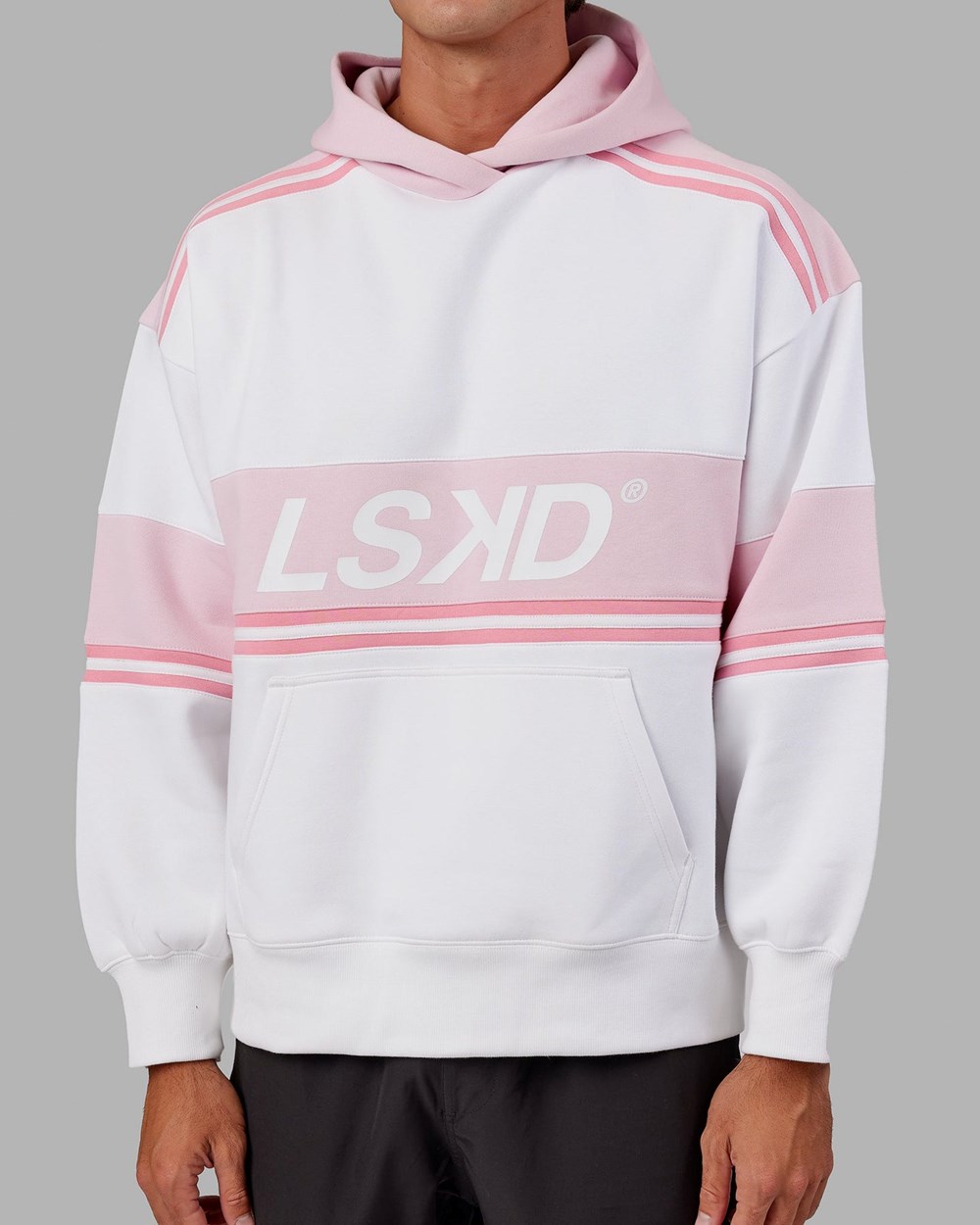 White / Petal Pink LSKD A-Team Hoodie Oversize | TX2458317