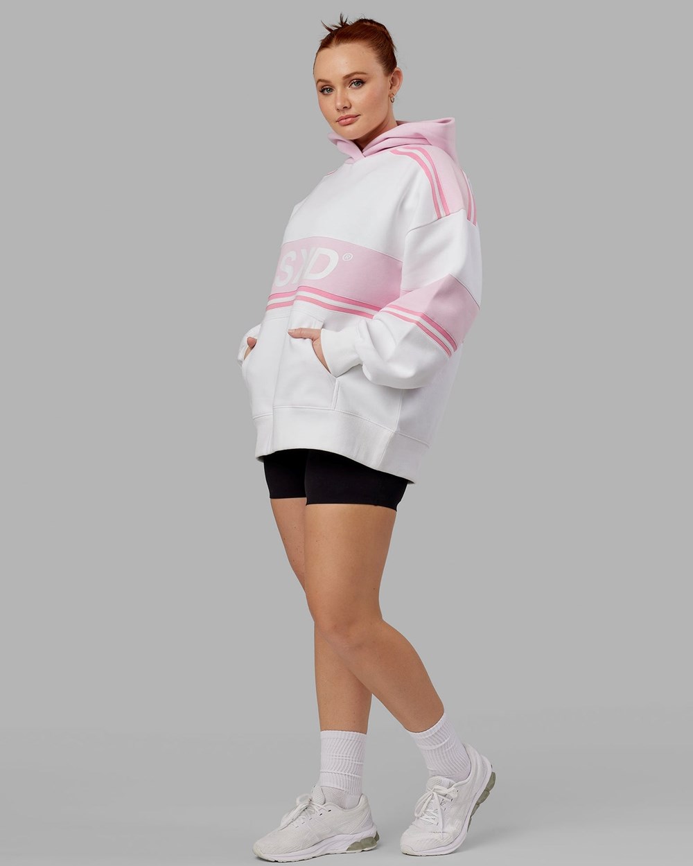 White / Petal Pink LSKD A-Team Hoodie Oversize | WC2163079