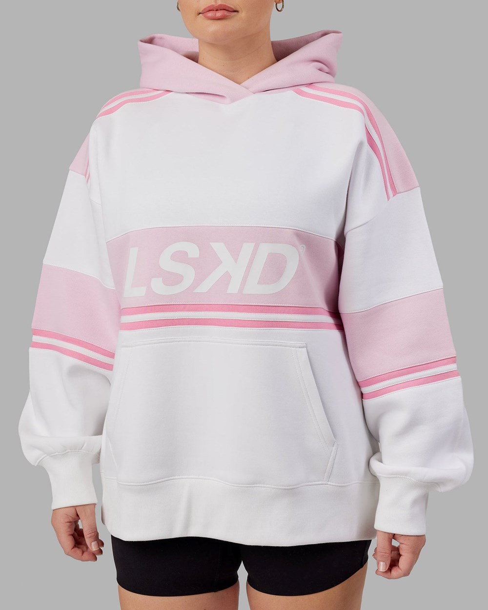 White / Petal Pink LSKD A-Team Hoodie Oversize | WC2163079