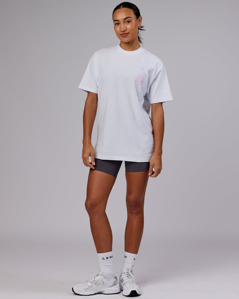 White / Petal Pink LSKD Good Times Heavyweight Tee Oversize | EO6031597