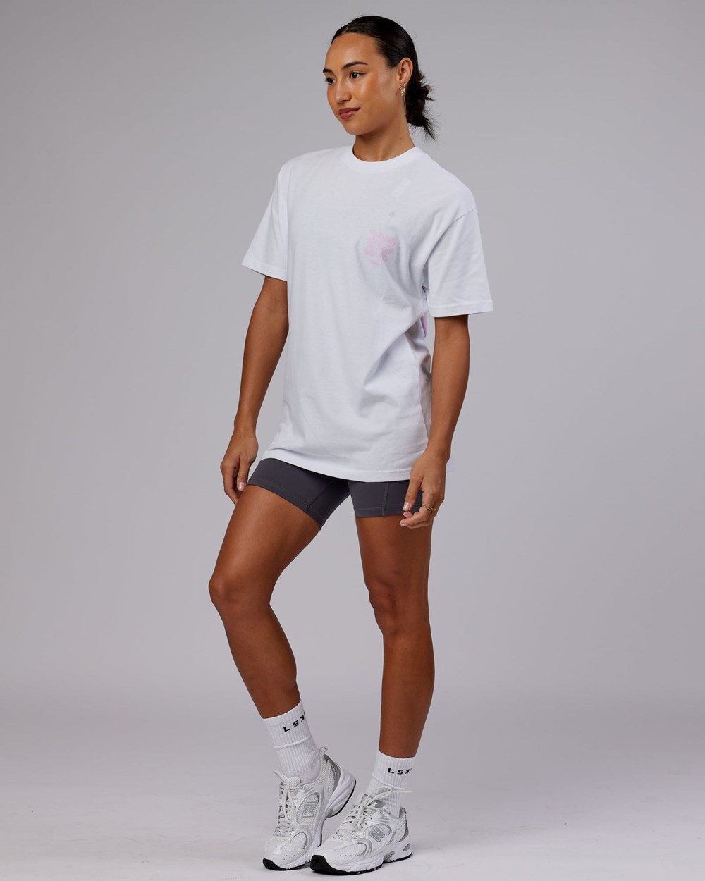 White / Petal Pink LSKD Good Times Heavyweight Tee Oversize | EO6031597