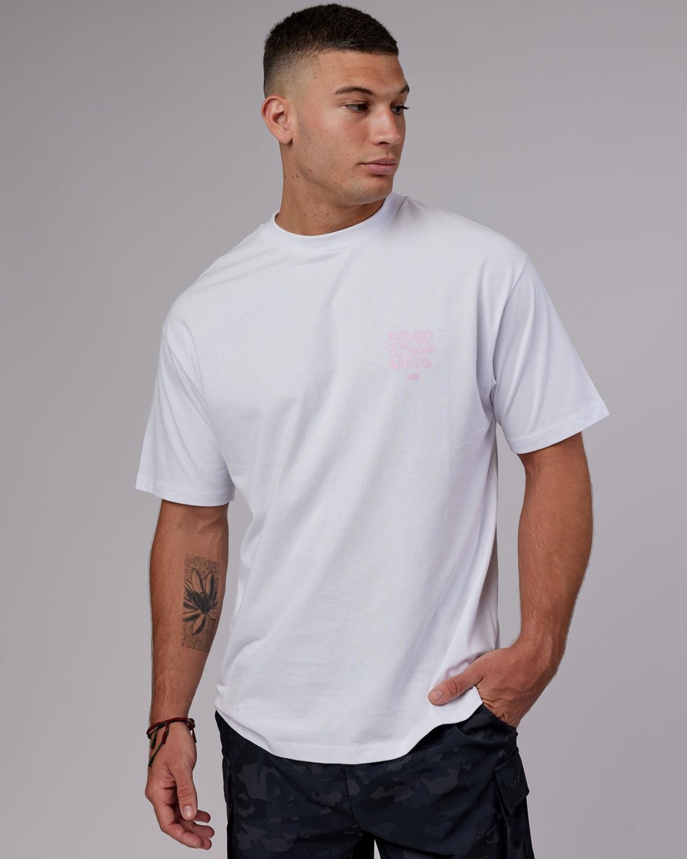 White / Petal Pink LSKD Good Times Heavyweight Tee Oversize | ZP5267318