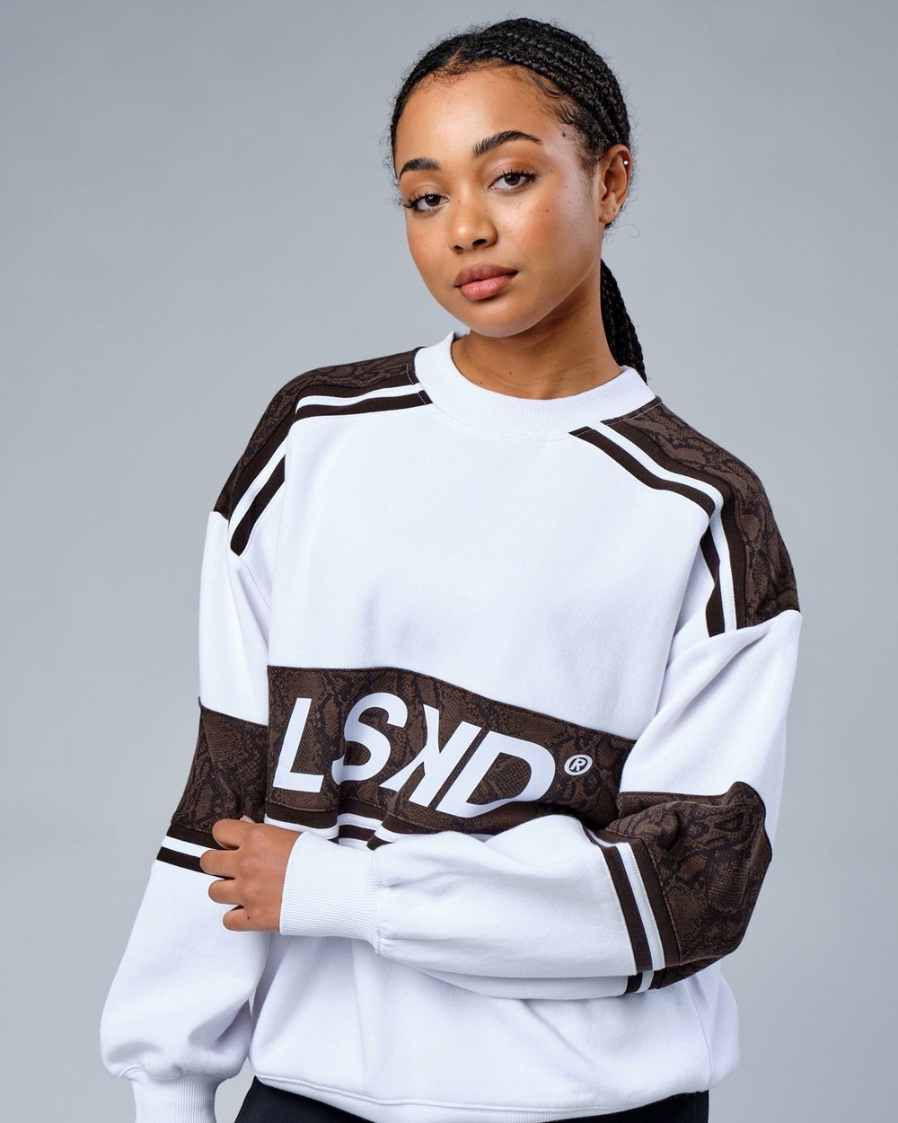 White / Walnut Snakeskin LSKD A-Team Sweater Oversize | OU9345076