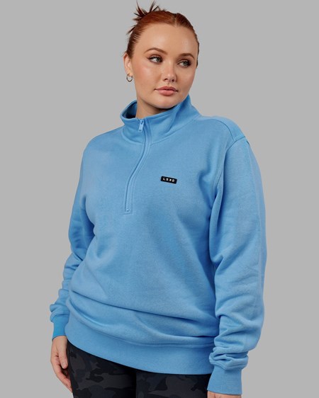 Azure Blue LSKD Fundamental 1/4 Zip Sweater | WJ6480271