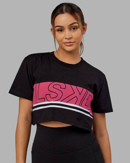 Black / Boysenberry LSKD Line-Up Cropped tee | UK1806495