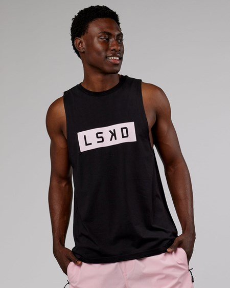 Black / Pink LSKD Strength FLXCotton Training Fit Tank | OL8356109