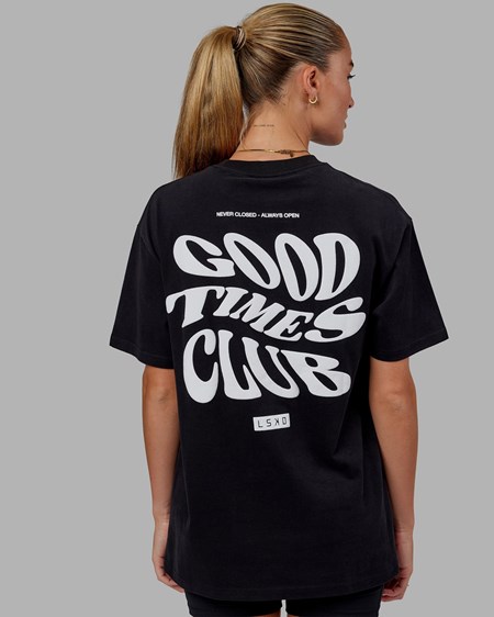 Black / White LSKD Good Times Heavyweight Tee Oversize | OS1357069