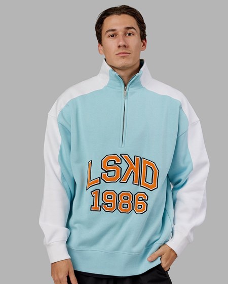 Crystal Blue / Orange Peel LSKD Alumni 1/4 Zip Sweater Oversize | UG5281360