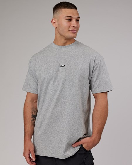 Light Grey Marl LSKD Fundamental FLXCotton Tee Longline Oversize | WA3427816