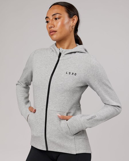 Lt Grey Marl LSKD Athlete ForgedFleece Zip Through Hoodie | JB7430815