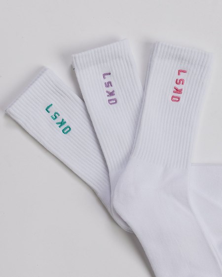 Pink / Purple / Teal LSKD Signal 3 Pack Crew Sock | AL3874926