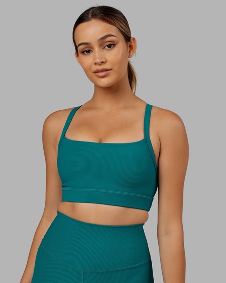 Sea Green LSKD Momentum Ribbed Sports Bra | GM8736452