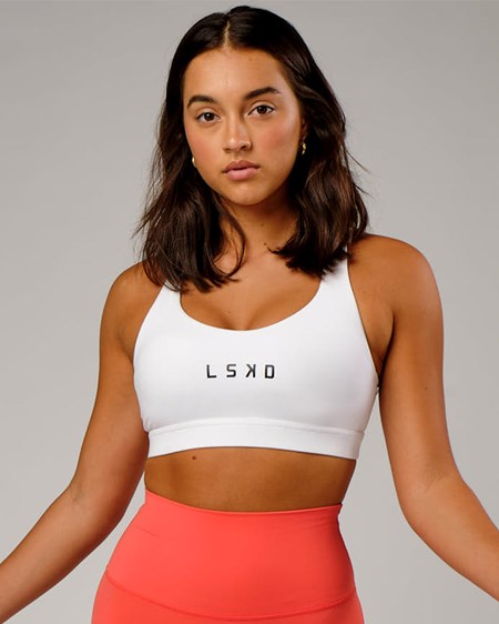 White / Black LSKD Rep Sports Bra Small Logo | LK8036412