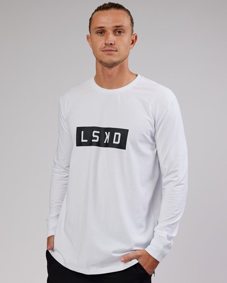 White / Black LSKD Strength FLXCotton LS Tee | QG0184527