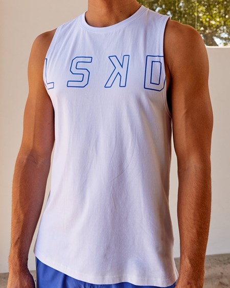 White / Cobalt LSKD Expand FLXCotton Training Fit Tank | SE9732640