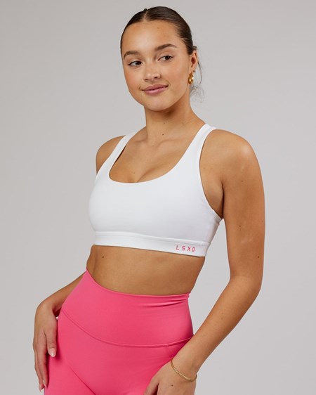 White / Flamingo LSKD Base Sports Bra | VH8034762