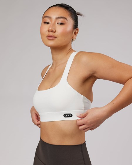 White LSKD Balance Ribbed Sports Bra | KZ7496083