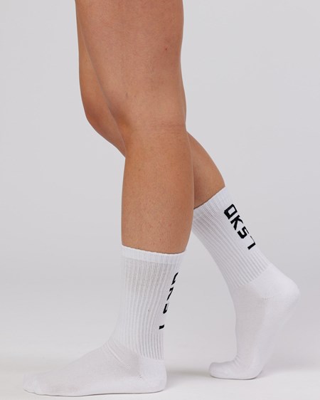 White LSKD Brand Crew Sock | PU5104682