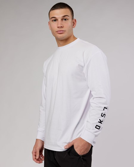 White LSKD Extensor FLXCotton Long Sleeve Tee Oversize | DI5129067