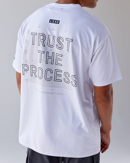 White LSKD Trust The Process FLXCotton Tee Longline Oversize | UA1920856