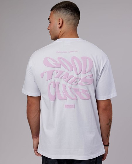 White / Petal Pink LSKD Good Times Heavyweight Tee Oversize | TG4796803